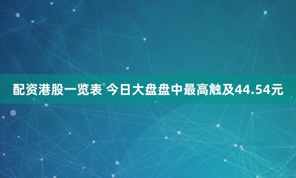 配资港股一览表 今日大盘盘中最高触及44.54元